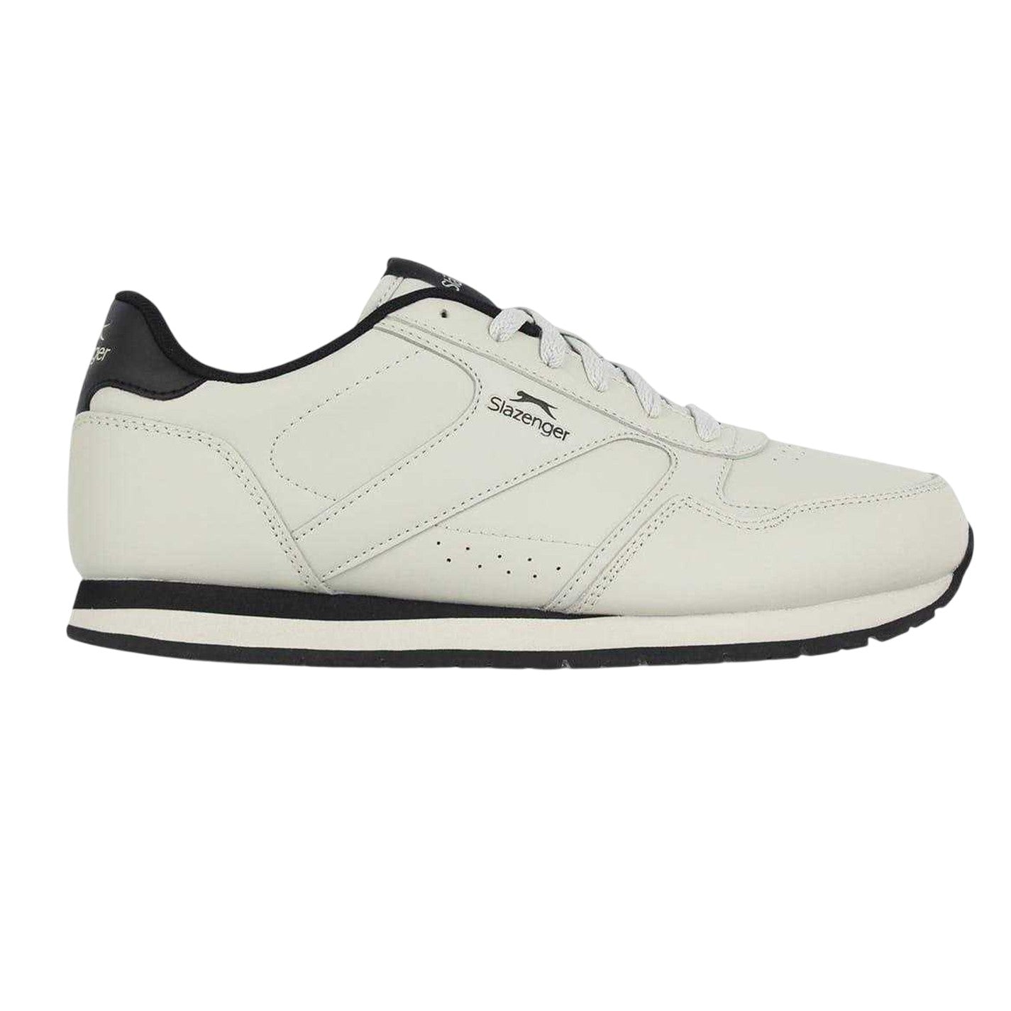 Chalk-Black - Front - Slazenger Mens Classic Coated Leather Trainers