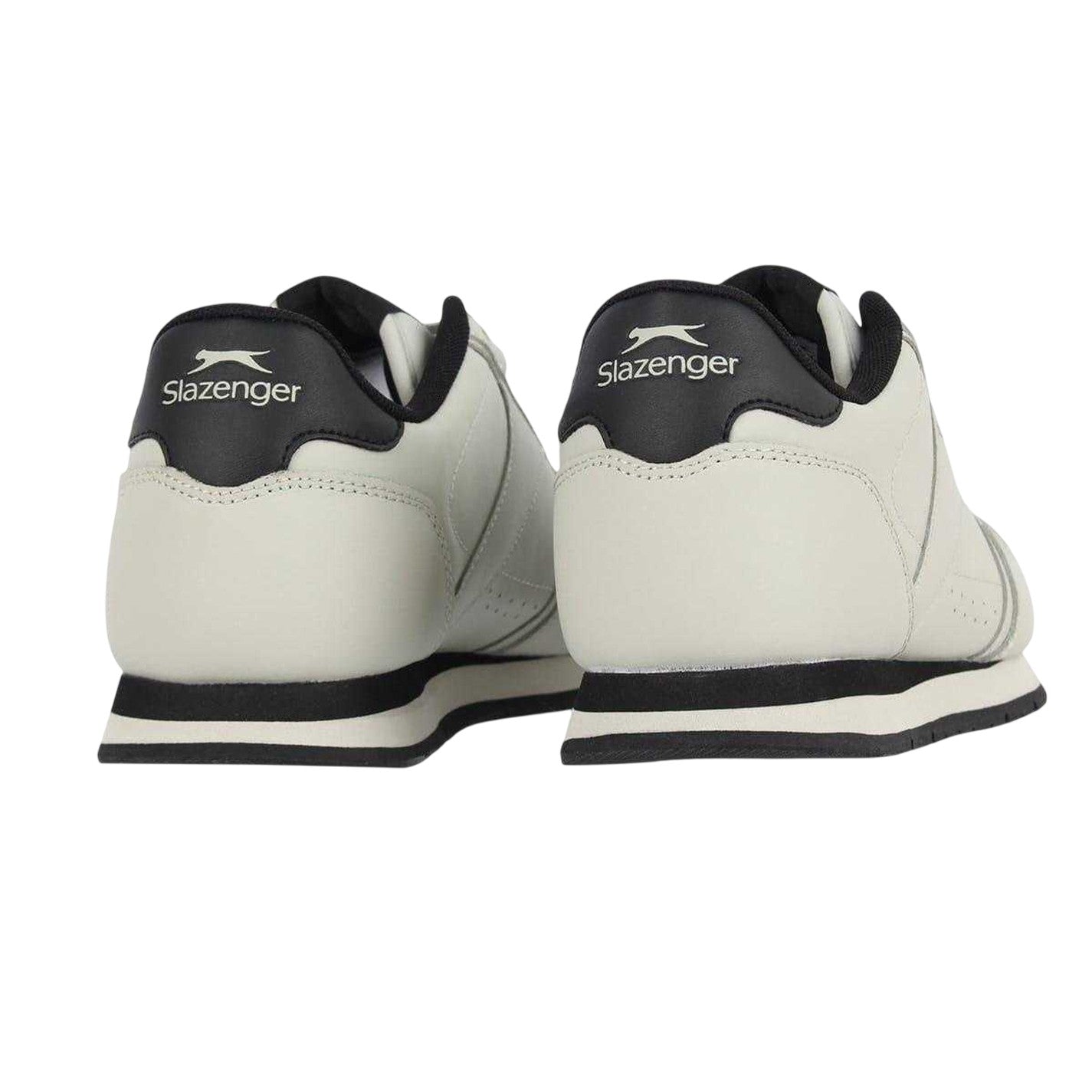 Chalk-Black - Back - Slazenger Mens Classic Coated Leather Trainers