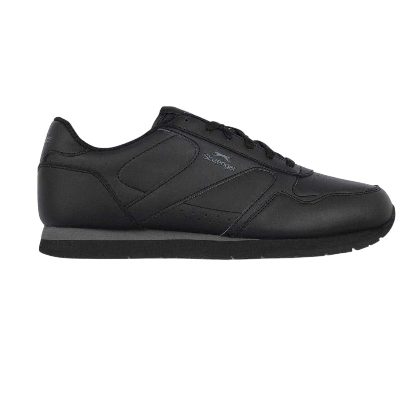 Black-Charcoal - Front - Slazenger Mens Classic Coated Leather Trainers