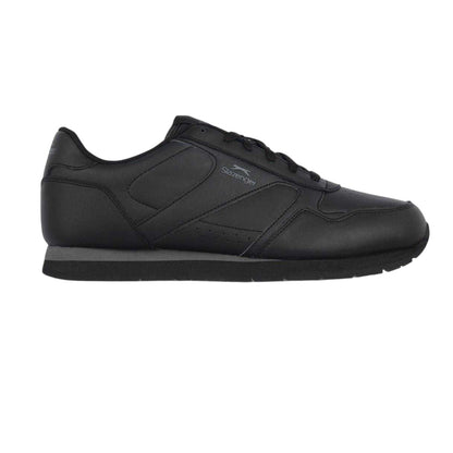 Black-Charcoal - Front - Slazenger Mens Classic Coated Leather Trainers