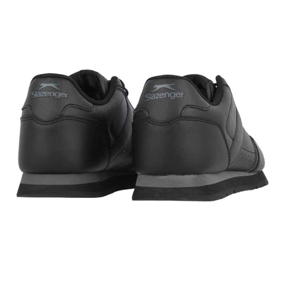 Black-Charcoal - Back - Slazenger Mens Classic Coated Leather Trainers