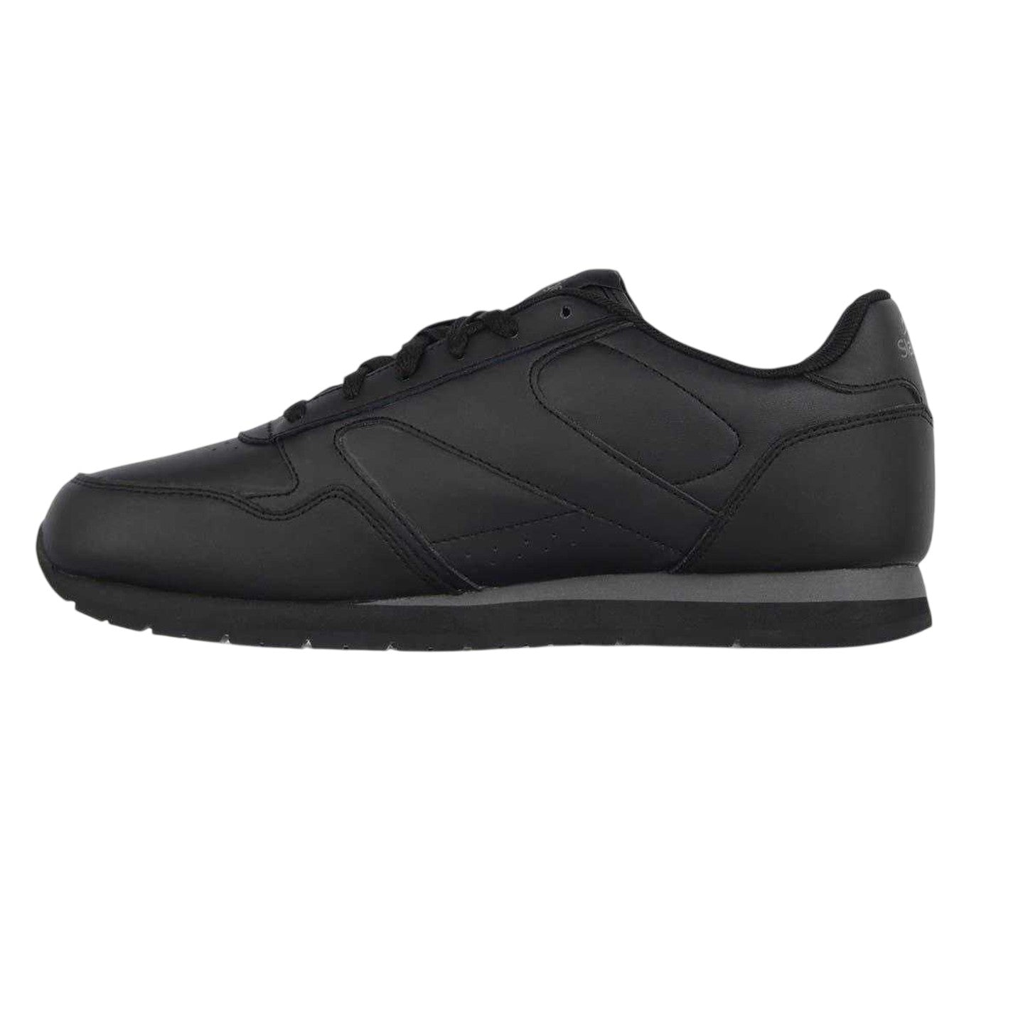 Black-Charcoal - Side - Slazenger Mens Classic Coated Leather Trainers