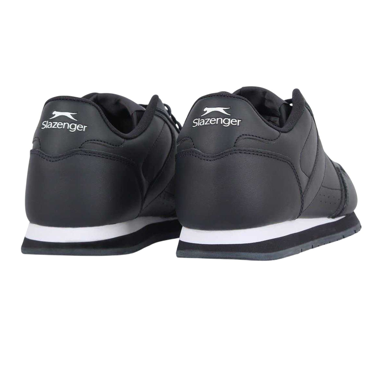 Navy-White - Back - Slazenger Mens Classic Coated Leather Trainers