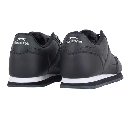 Navy-White - Back - Slazenger Mens Classic Coated Leather Trainers