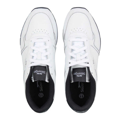 White-Navy - Lifestyle - Slazenger Mens Classic Coated Leather Trainers