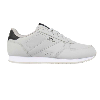 Grey-Black-White - Front - Slazenger Mens Classic Coated Leather Trainers