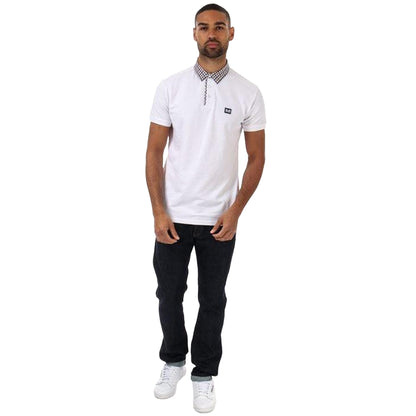 White - Side - Weekend Offender Mens Nicks Checked Collared Polo Shirt