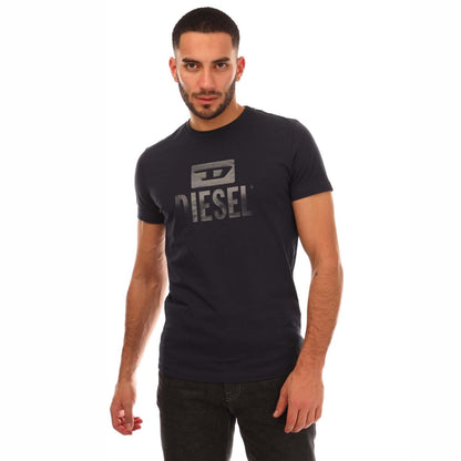 Navy - Front - Diesel Mens T-Diego Two Tone T-Shirt