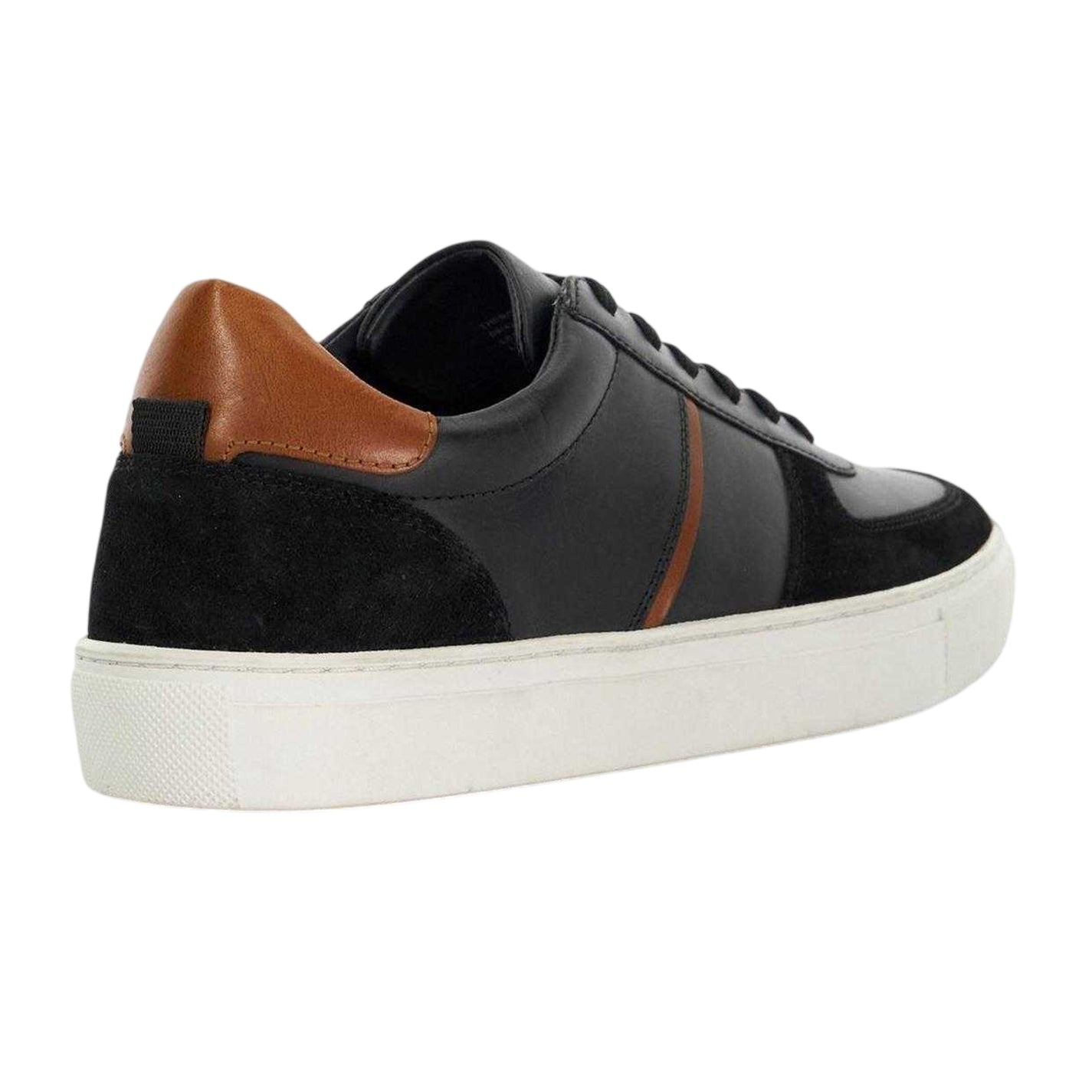 Black - Back - Dune London Mens Theron Leather Trainers