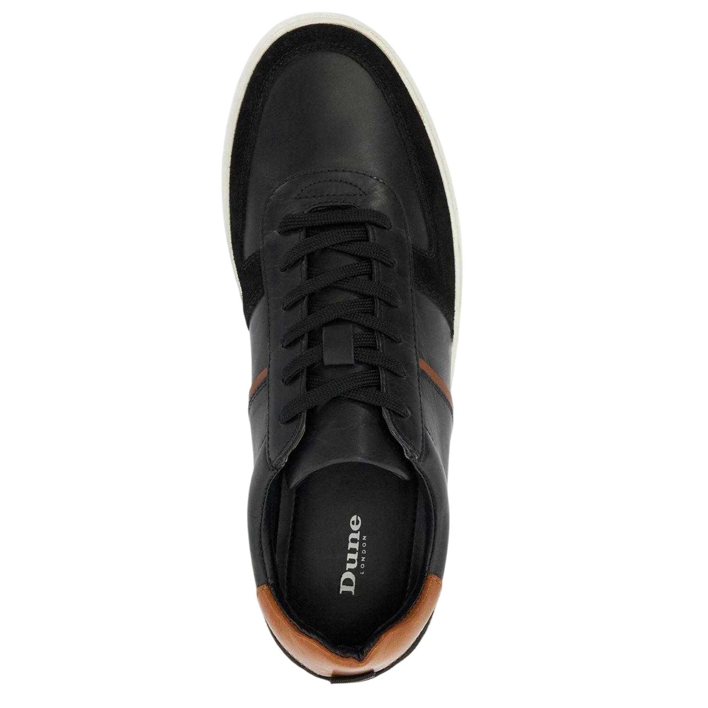 Black - Side - Dune London Mens Theron Leather Trainers