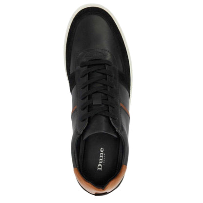 Black - Side - Dune London Mens Theron Leather Trainers