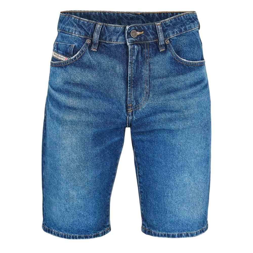 Blue - Front - Diesel Mens D-Fin Denim Slim Shorts
