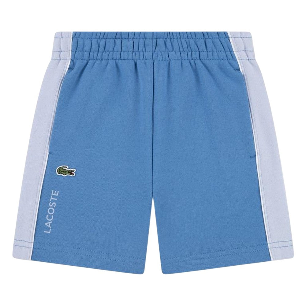 Blue - Front - Lacoste Childrens-Kids Fleece Colour Block Shorts