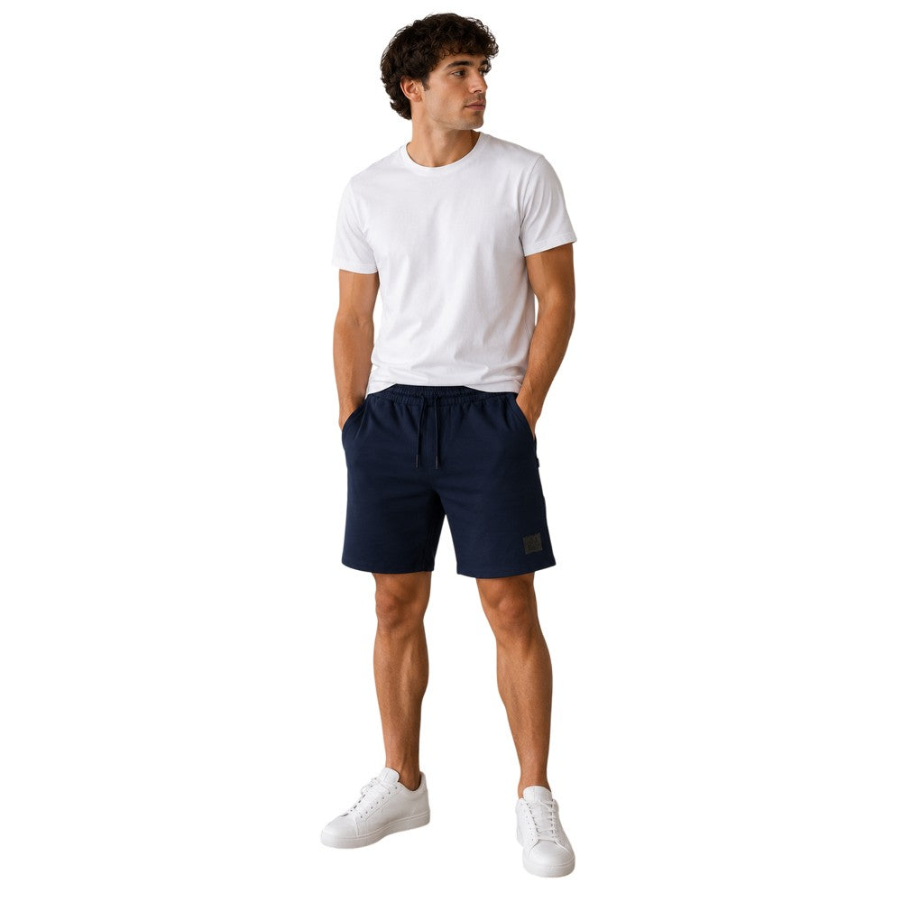 Navy - Side - Aquascutum Mens Sweat Shorts