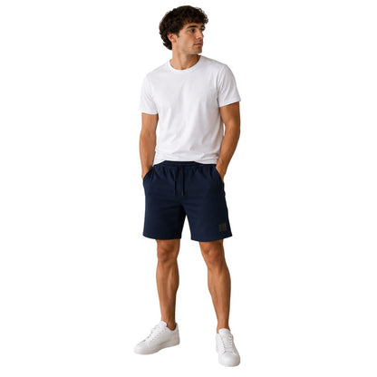 Navy - Side - Aquascutum Mens Sweat Shorts