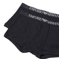 Black - Side - Emporio Armani Mens Cotton Ribbed Boxer Shorts (Pack of 2)