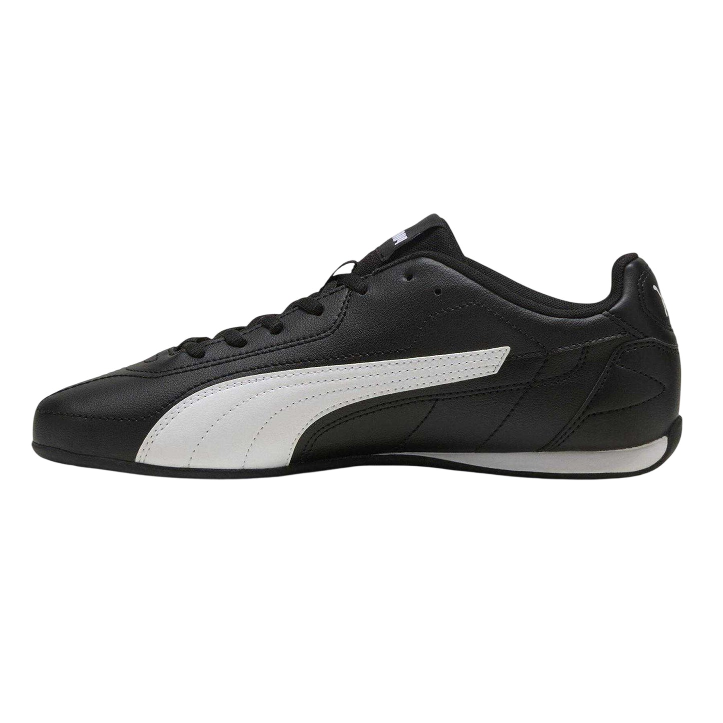 Black-White - Back - Puma Mens Catch Leather Low Cut Flat Trainers