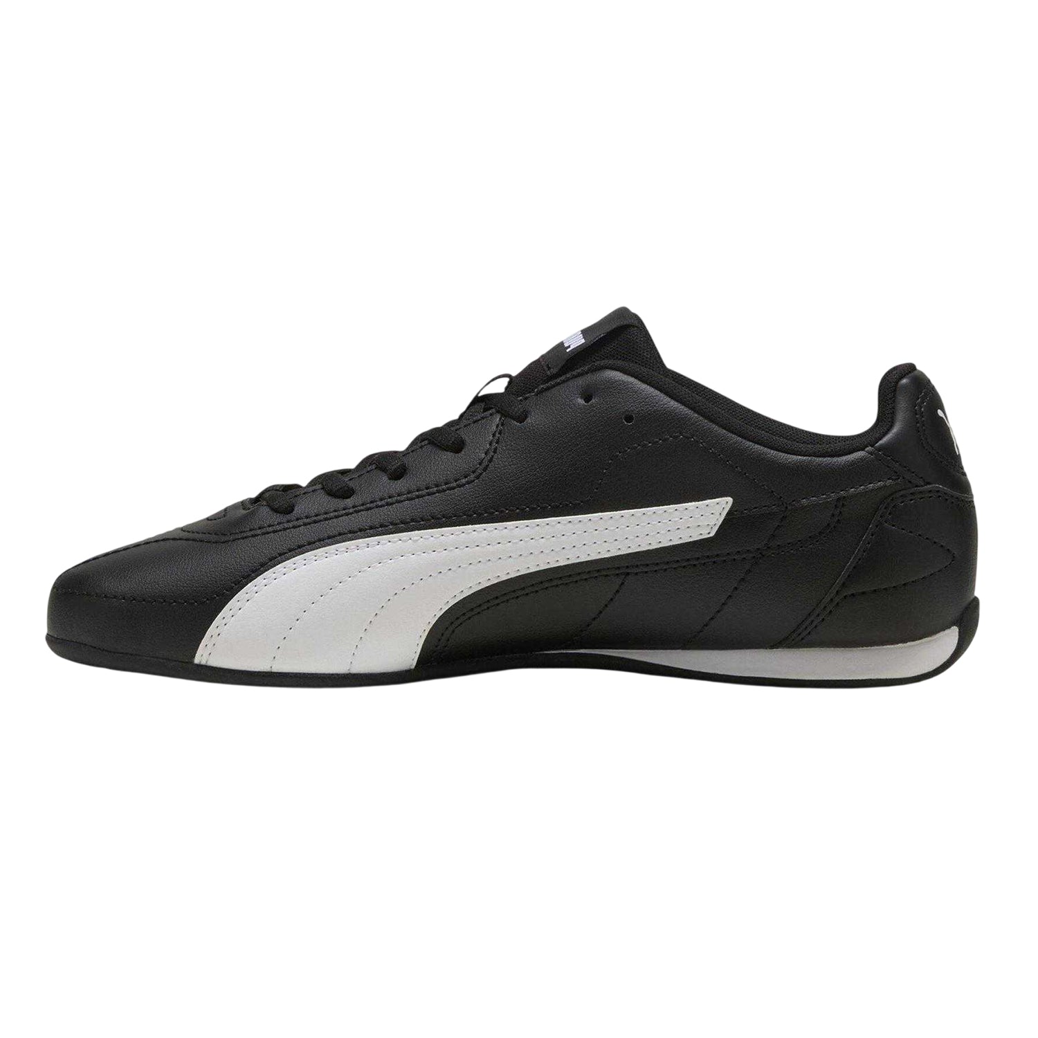 Black-White - Back - Puma Mens Catch Leather Low Cut Flat Trainers