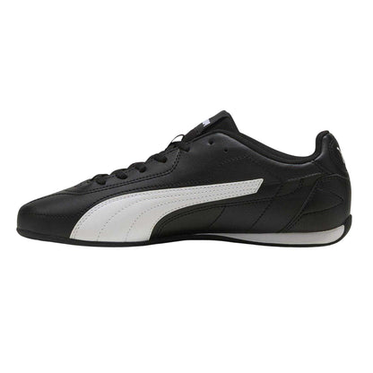 Black-White - Back - Puma Mens Catch Leather Low Cut Flat Trainers