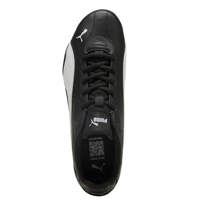 Black-White - Side - Puma Mens Catch Leather Low Cut Flat Trainers