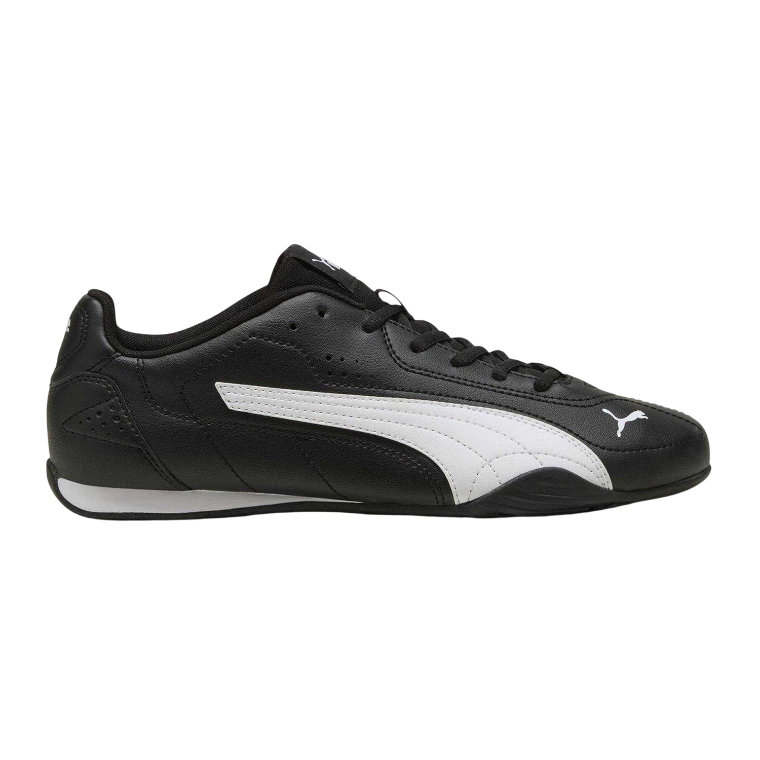Black-White - Front - Puma Mens Catch Leather Low Cut Flat Trainers
