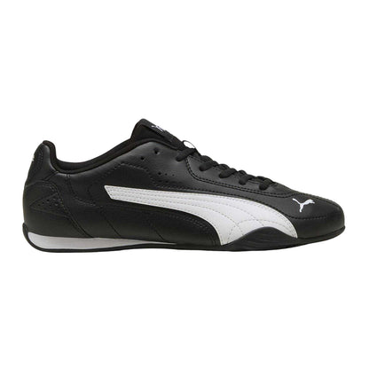 Black-White - Front - Puma Mens Catch Leather Low Cut Flat Trainers