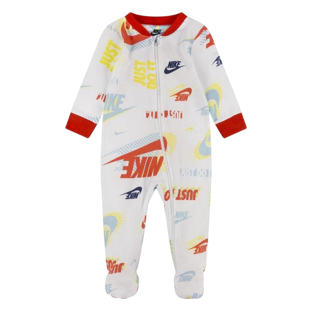 White - Front - Nike Baby Active Joy Logo Long-Sleeved Sleepsuit