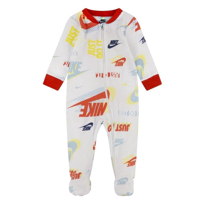 White - Front - Nike Baby Active Joy Logo Long-Sleeved Sleepsuit