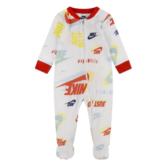 White - Front - Nike Baby Active Joy Logo Long-Sleeved Sleepsuit