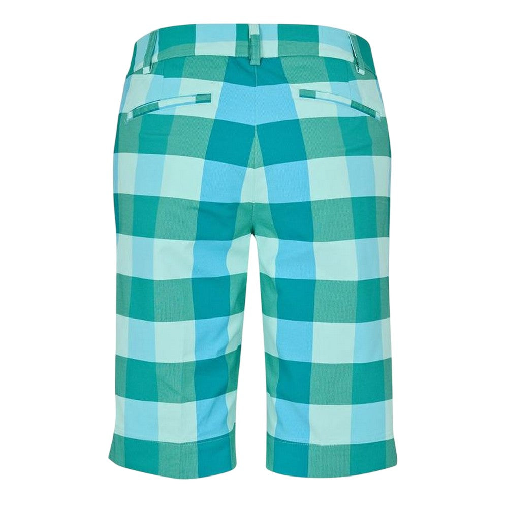 Blue - Back - Puma Womens-Ladies Tech Plaid Golf Shorts