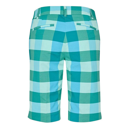 Blue - Back - Puma Womens-Ladies Tech Plaid Golf Shorts