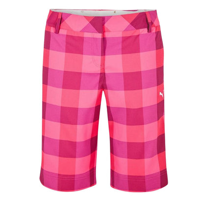 Pink - Front - Puma Womens-Ladies Tech Plaid Golf Shorts