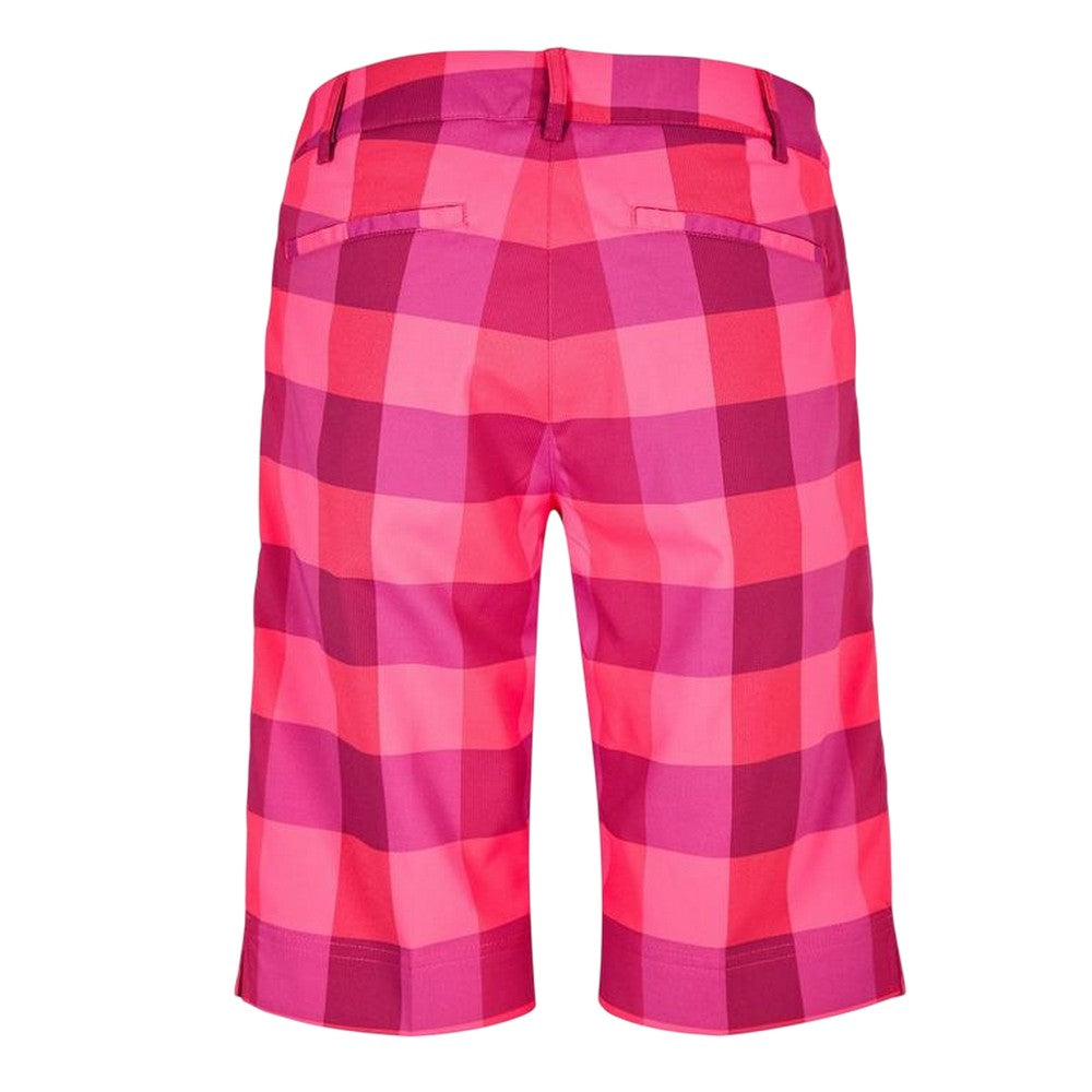 Pink - Back - Puma Womens-Ladies Tech Plaid Golf Shorts