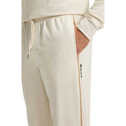 White - Side - Boss Mens Iconic Terrycloth Tracksuit Bottoms