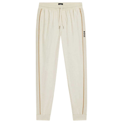 White - Front - Boss Mens Iconic Terrycloth Tracksuit Bottoms