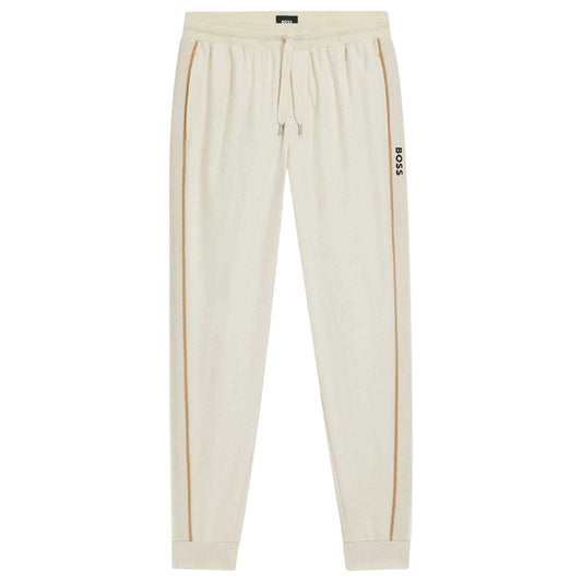 White - Front - Boss Mens Iconic Terrycloth Tracksuit Bottoms