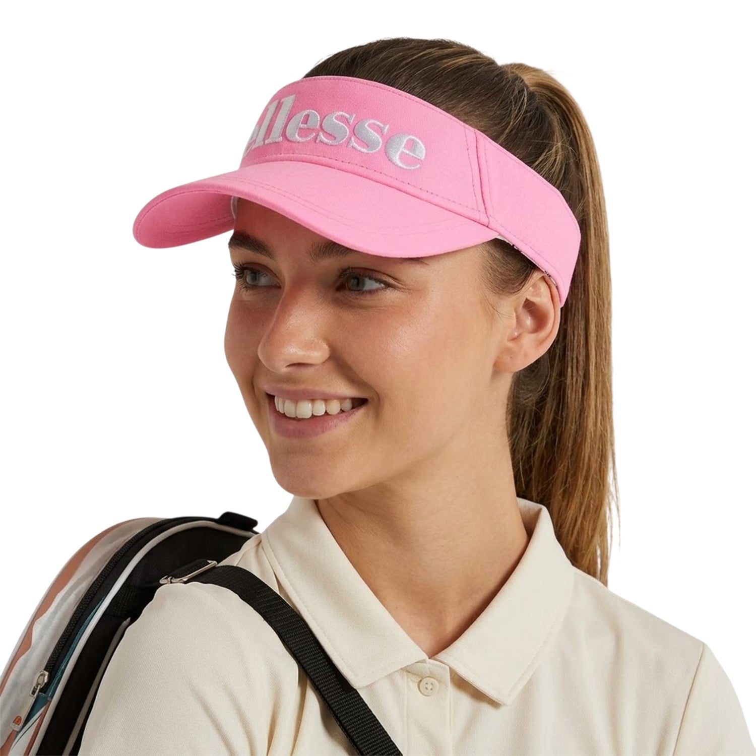 Pink - Back - Ellesse Womens-Ladies Netti Lettering Logo Visor