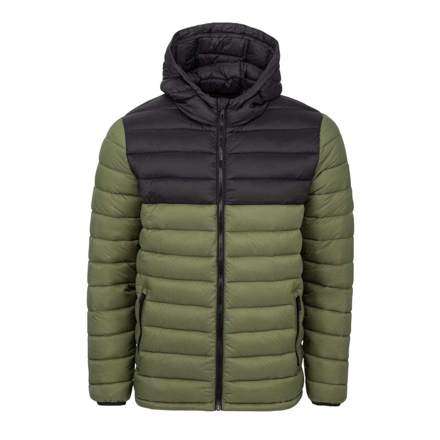 Khaki Green - Front - SoulCal Mens Micro Quilted Hooded Jacket