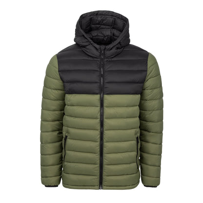 Khaki Green - Front - SoulCal Mens Micro Quilted Hooded Jacket