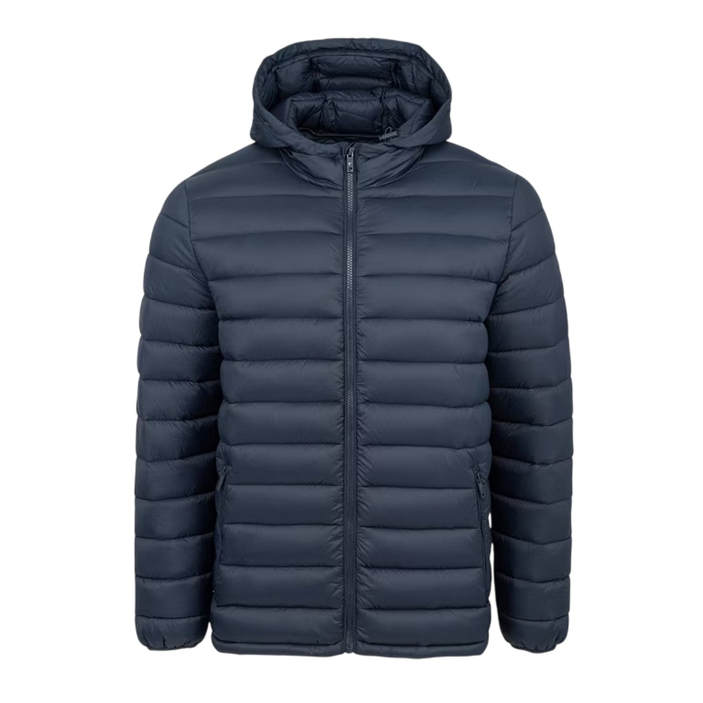 Navy - Front - SoulCal Mens Micro Quilted Hooded Jacket