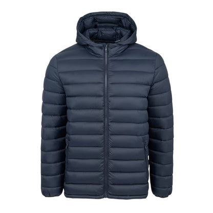Navy - Front - SoulCal Mens Micro Quilted Hooded Jacket