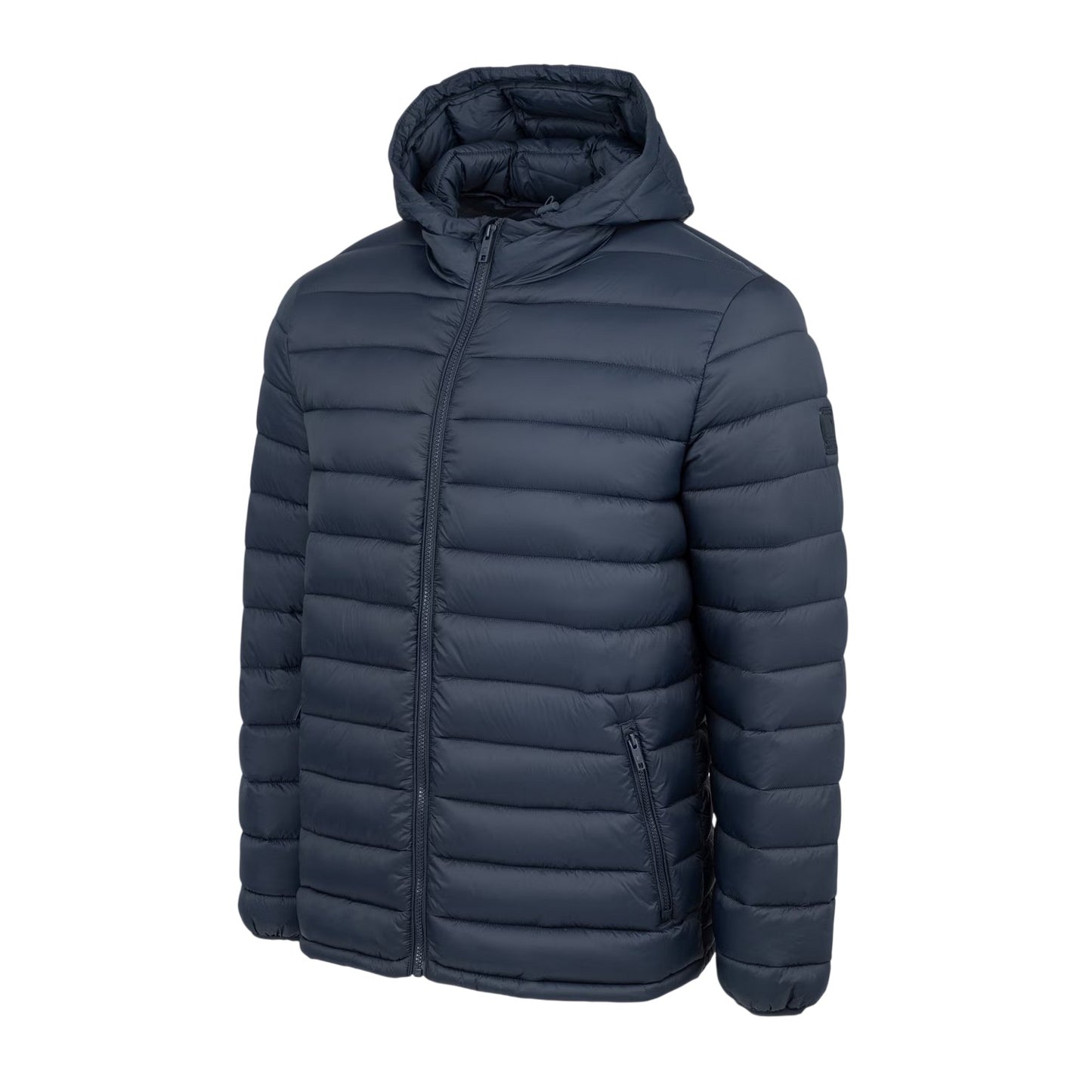 Navy - Side - SoulCal Mens Micro Quilted Hooded Jacket