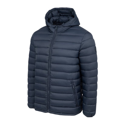 Navy - Side - SoulCal Mens Micro Quilted Hooded Jacket