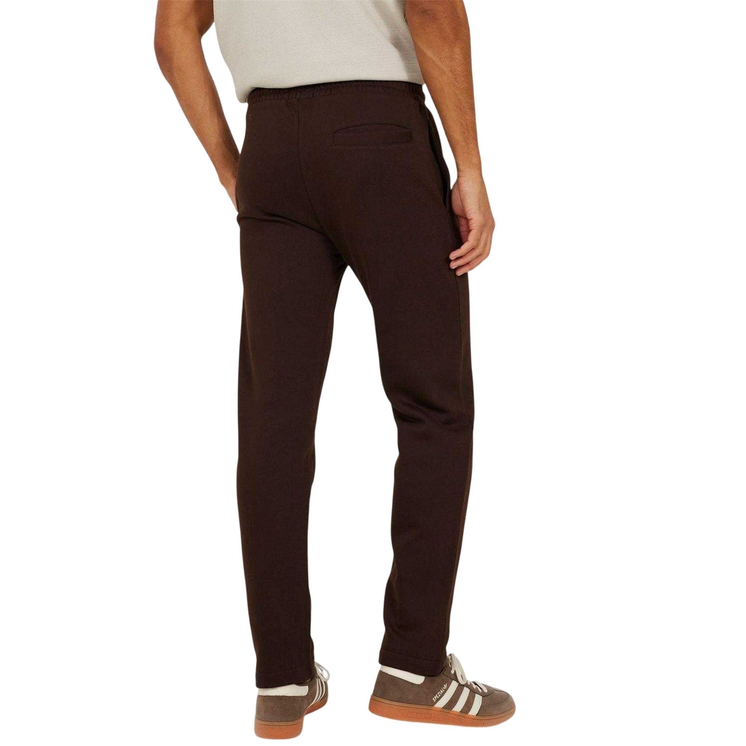 Chocolate - Back - Brave Soul Mens Fleece Open Hem Straight Leg Jogging Bottoms