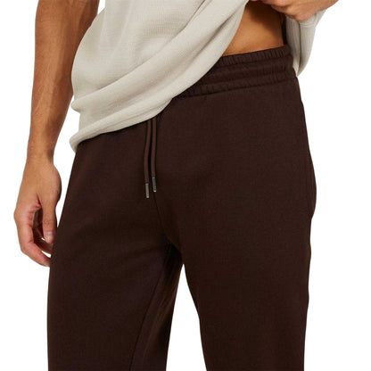 Chocolate - Side - Brave Soul Mens Fleece Open Hem Straight Leg Jogging Bottoms