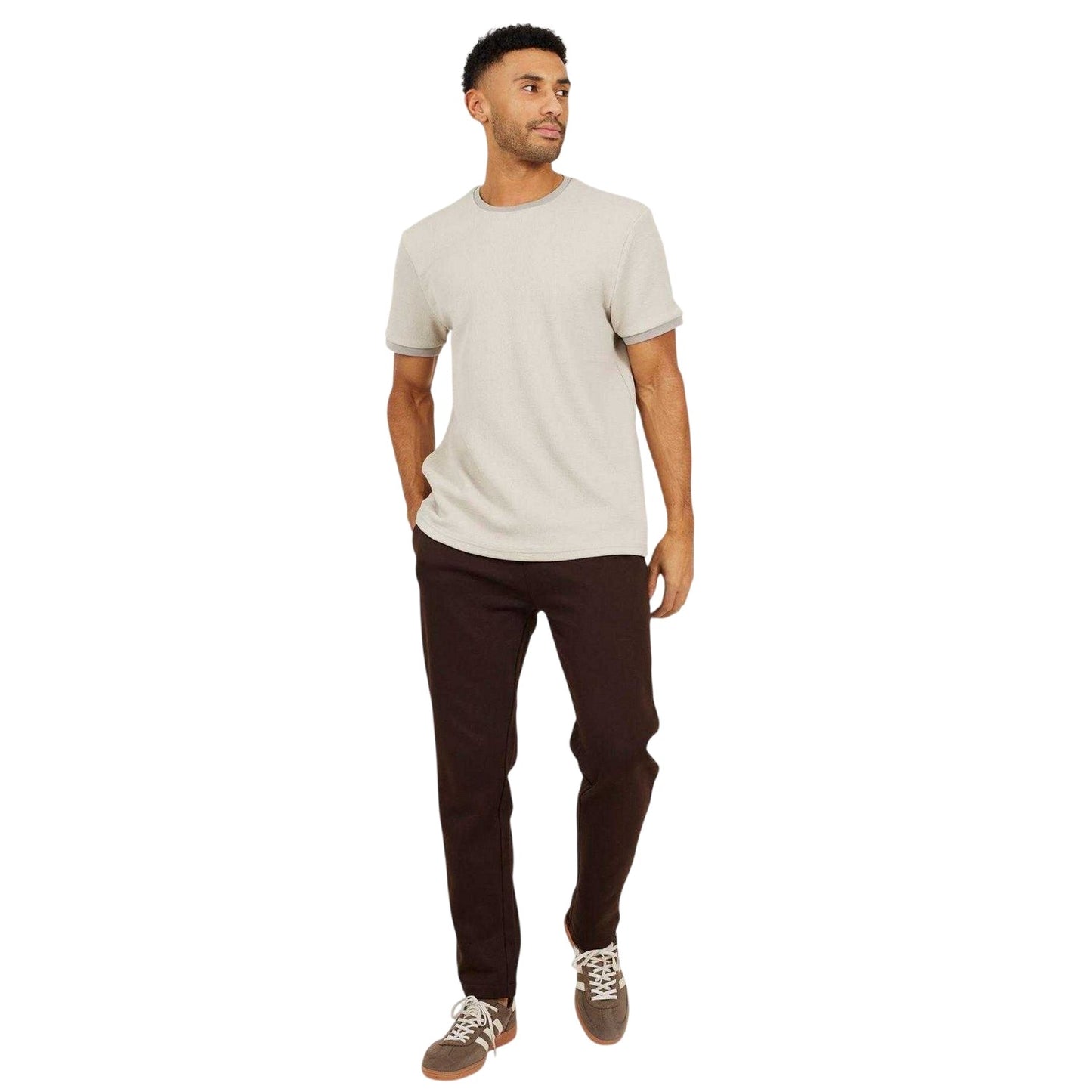 Chocolate - Lifestyle - Brave Soul Mens Fleece Open Hem Straight Leg Jogging Bottoms