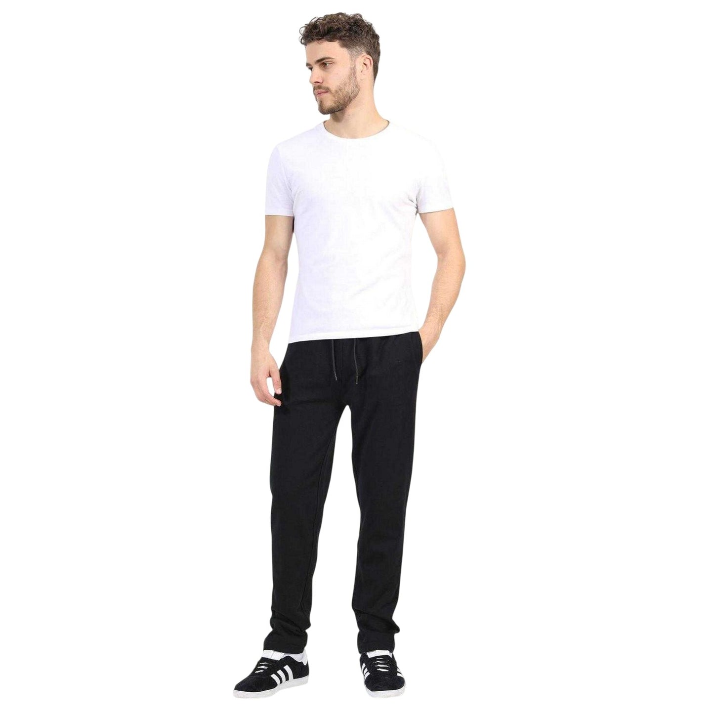 Jet Black - Lifestyle - Brave Soul Mens Fleece Open Hem Straight Leg Jogging Bottoms