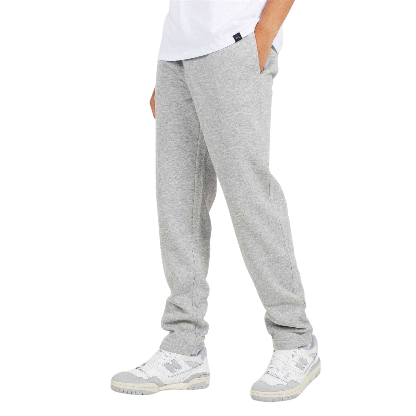 Light Grey Marl - Front - Brave Soul Mens Fleece Open Hem Straight Leg Jogging Bottoms