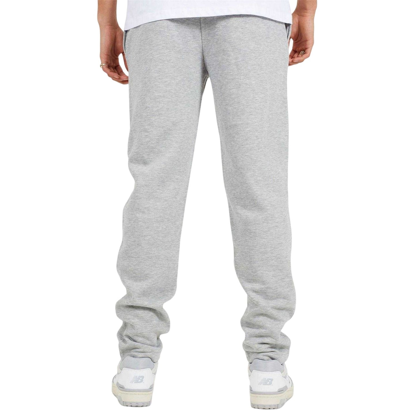 Light Grey Marl - Back - Brave Soul Mens Fleece Open Hem Straight Leg Jogging Bottoms