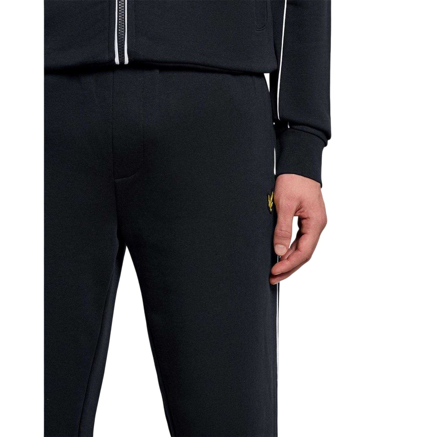 Dark Navy - Side - Lyle & Scott Mens Open Hem Tracksuit Bottoms